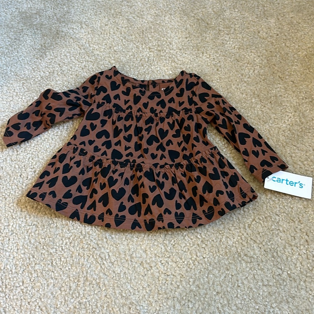 Carters leopard print heart 9m top